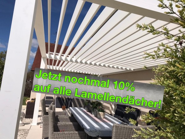 bioklimatische Pergola 4,80 x 4,99 m "SUNNY" Lamellen Pavillon Aluminium Lamellendach